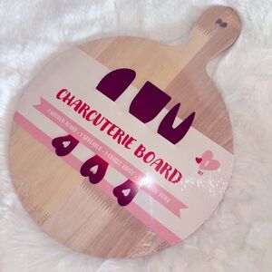 Small Wood Charcuterie Board With 3 Piece metal Knife Fork set Valentine’s Day